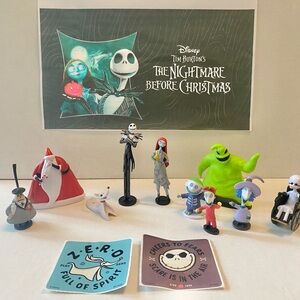Disney Nightmare Before Christmas Deluxe Toy Figure Set of 10 w/ Bonus Stickers